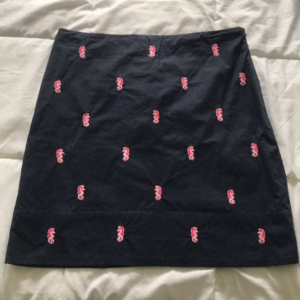 Navy seahorse pencil skirt